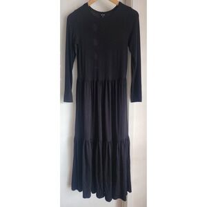 Saint + Sofia Women's Tiered Maxi Dress Size 4 Black Whimsigoth Bohemian
